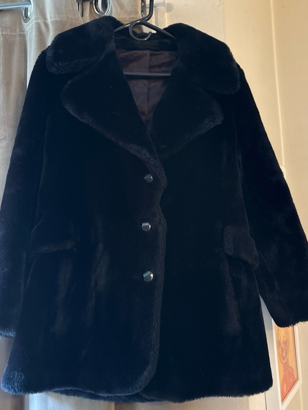 Women’s Vintage Black Faux Fur Coat